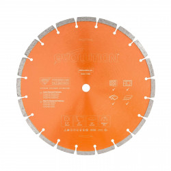 Disco de diamante premium segmentado de 350 mm con orificio de 22,2 mm Evolution para sierra de hormigón.