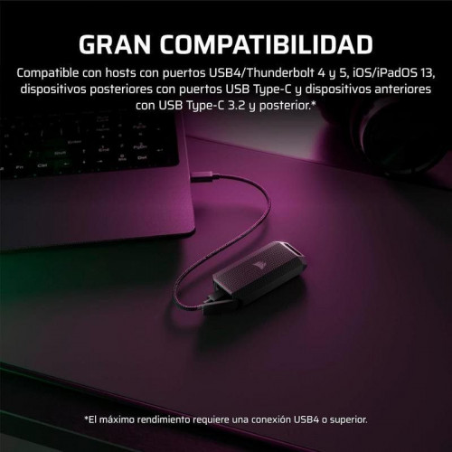 Disco Duro Corsair EX400U Survivor 2TB SSD Externo USB4 4000MB/s IP55