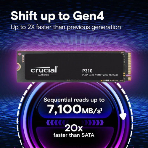 Disco Duro Crucial 2TB SSD M.2 7100 MB/s P310 NVMe PCIe Gen 4.0 + Encriptación
