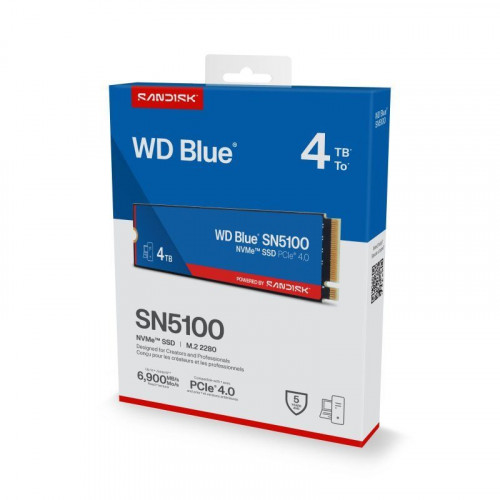 Disco Duro Sandisk WD Blue SN5100 4TB SSD M.2 6900MB/s NVMe PCIe 4.0 Encriptado