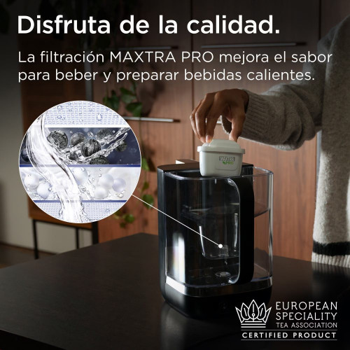 Dispensador de agua Cube con tecnología UV-C y filtro Maxtra Pro Brita Negro
