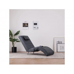 Diván de masaje con almohada de piel de ante artificial gris