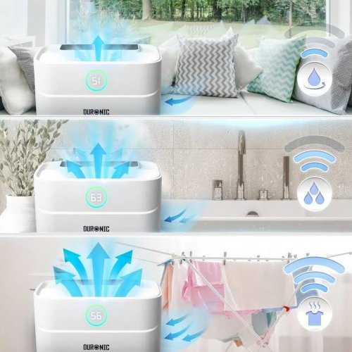 Duronic DH201 Deshumidificador 440W hasta 20L/día Depósito 5,1L con drenaje continuo Temporizador 1-24h Control humedad 30-80% Secado de ropa