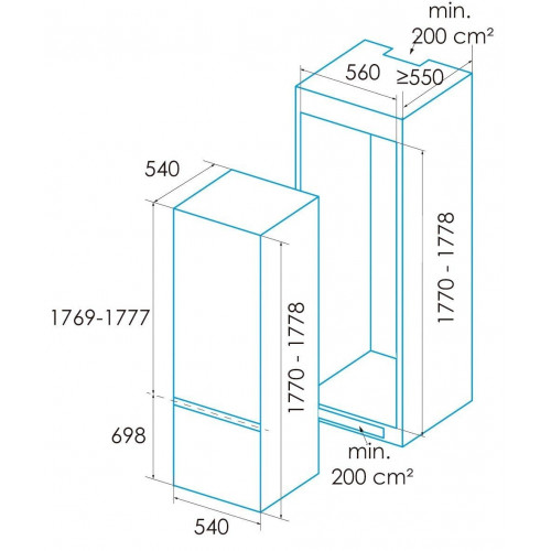EDESA EFC-1711-I Integrable - Frigorífico Combi Cíclico