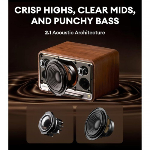Edifier D32 Altavoz Portátil de Sobremesa Bluetooth 60W RMS Marrón