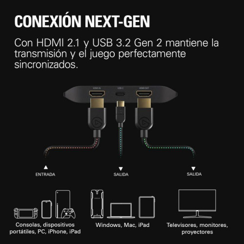 Elgato Game Capture 4K X Capturadora de Vídeo Externa UltraHD 4K 144Hz USB-C
