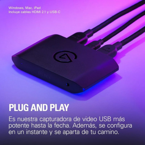 Elgato Game Capture 4K X Capturadora de Vídeo Externa UltraHD 4K 144Hz USB-C