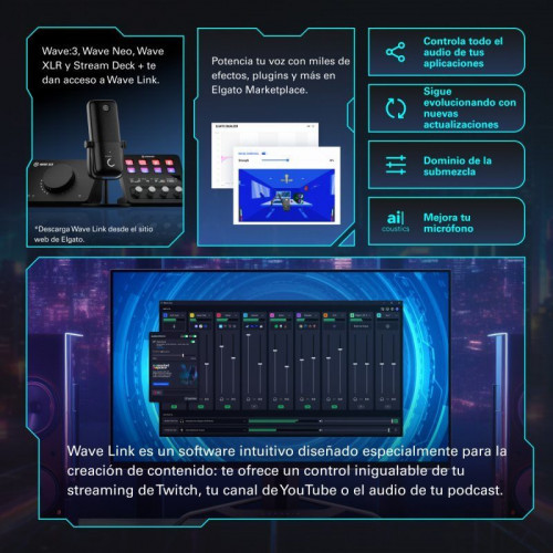 Elgato Stream Deck + Controlador táctil con diales – Ajusta audio, brillo & juego