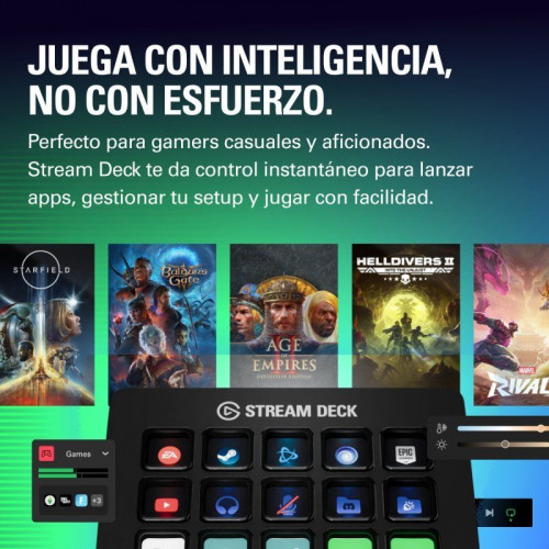 Elgato Stream Deck MK.2 Controlador de videojuego para gamers aficionados – Teclas personalizables
