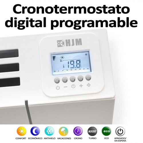 Emisor Térmico Seco AVA 1000W, Bajo Consumo-Programable 24/7, 1000W, Calor Rápido, 10m², Aluminio