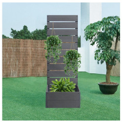 en.casa Plant box with privacy screen Heerde 56x38x150 cm grey