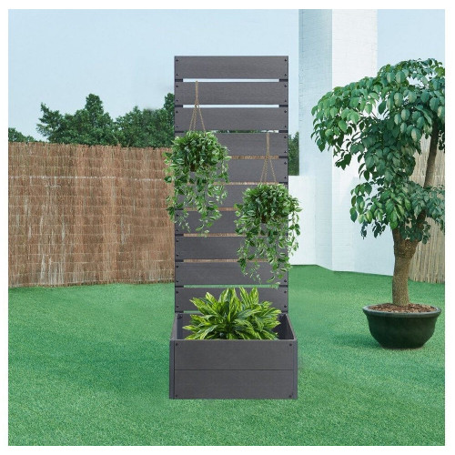 en.casa Plant box with privacy screen Heerde 56x38x150 cm grey