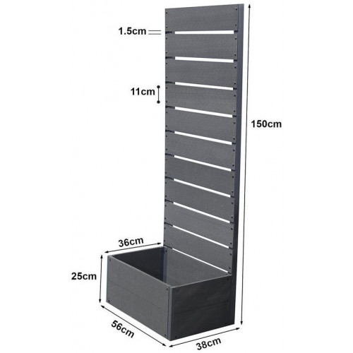 en.casa Plant box with privacy screen Heerde 56x38x150 cm grey