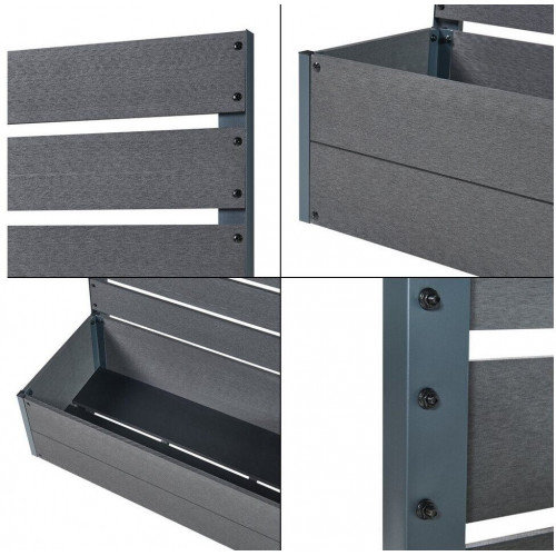 en.casa Plant box with privacy screen Heerde 56x38x150 cm grey