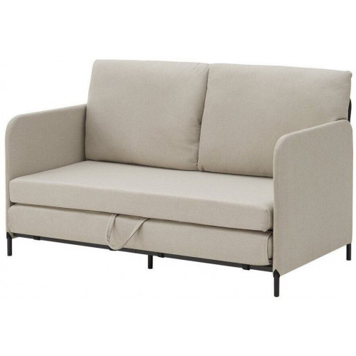en.casa Sofa bed Soini reclining function 2-seater beige 125x78x67 cm