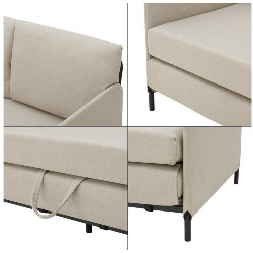 en.casa Sofa bed Soini reclining function 2-seater beige 125x78x67 cm