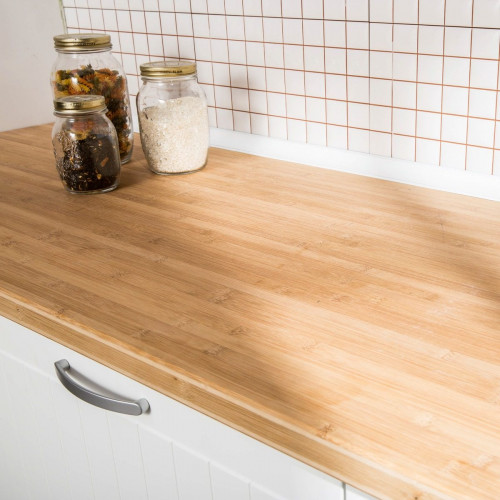 Encimera de cocina alistonada maciza Bamboo mate 245x65 cm espesor 38mm