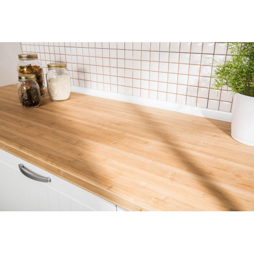Encimera de cocina alistonada maciza Bamboo mate 245x65 cm espesor 38mm