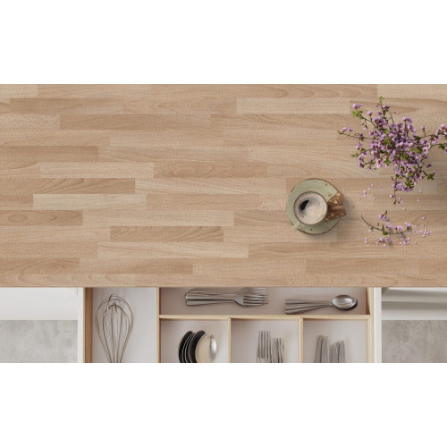 Encimera de cocina laminada compacta Eleki haya 360x63 cm espesor 13mm