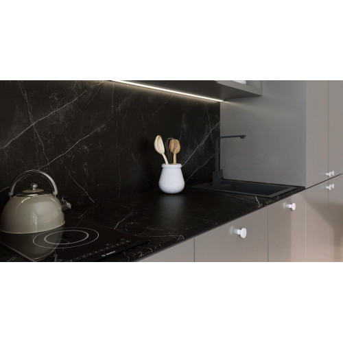 Encimera de cocina laminada compacta Milos mármol Hades mate 240x63 cm espesor 13 mm