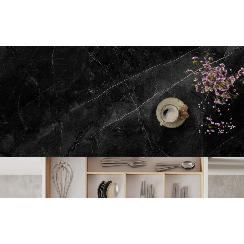Encimera de cocina laminada compacta Milos mármol Hades mate 240x63 cm espesor 13 mm