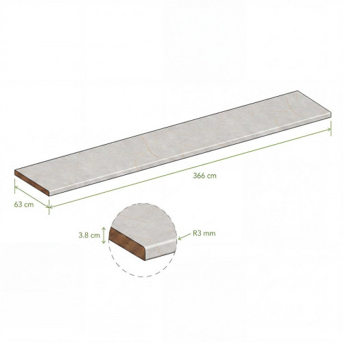 Encimera de cocina laminada hidrófuga Hudson porcelain gold mate 360x62 cm espesor 38mm