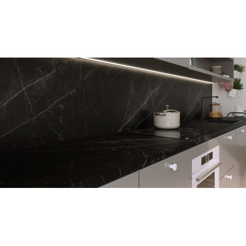 Encimera de cocina laminada Milos marmol hades mate 366x63 cm espesor 38mm