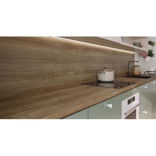 Encimera de cocina laminada Milos roble romance mate 366x63 cm espesor 38mm