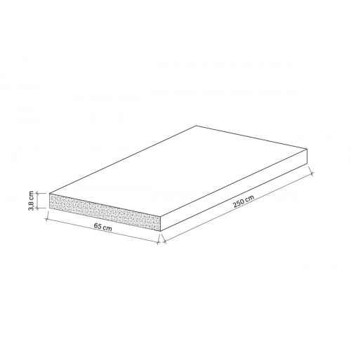 Encimera de cocina madera maciza Acacia mate 65x250 cm espesor 38mm