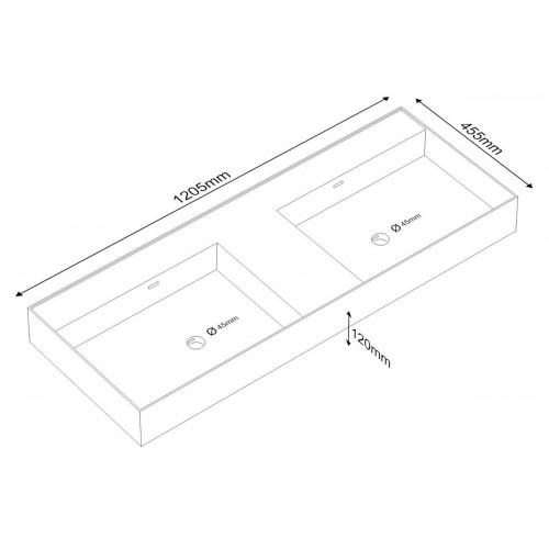 Encimera lavabo Elden blanco mate 120.5x45.5x12 cm