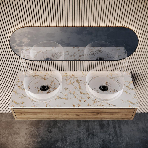 Encimera lavabo Kioto white gold 121x46x2 cm