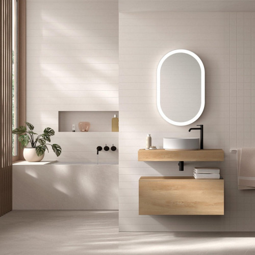 Encimera lavabo Texture roble natural 80x46x10 cm