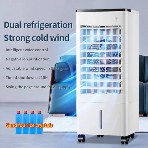 Enfriador de aire evaporativo aire acondicionado portátil con depósito de agua de 9 litros y 4 compartimentos para hielo