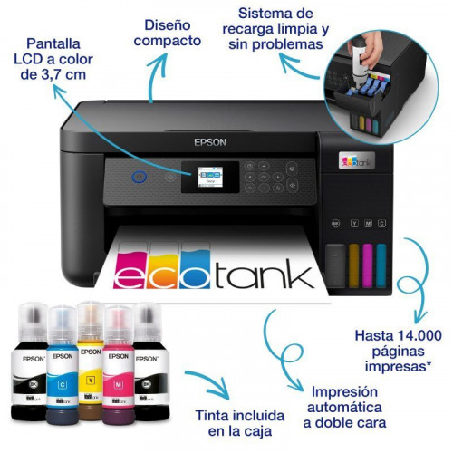 Epson EcoTank ET-2850 Multifunción Dúplex Depósito de Tinta, Wi-Fi y Hasta 3 Años de Tinta Incluida