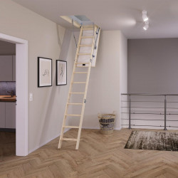 Escalera escamoteable pino plegable alto máximo 282cm Euroiso 26 de 120x70cm