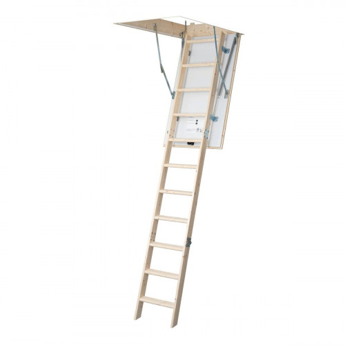 Escalera escamoteable pino plegable alto máximo 282cm Euroiso 26 de 120x70cm