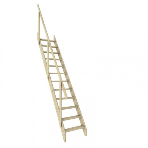 Escalera recta Molinero uso interior ancho total 60cm acabado pino sin barnizar