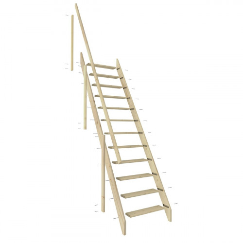 Escalera recta Molinero uso interior ancho total 60cm acabado pino sin barnizar