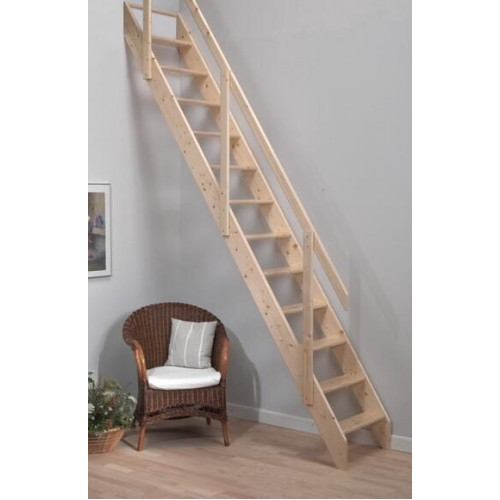 Escalera recta Molinero uso interior ancho total 60cm acabado pino sin barnizar