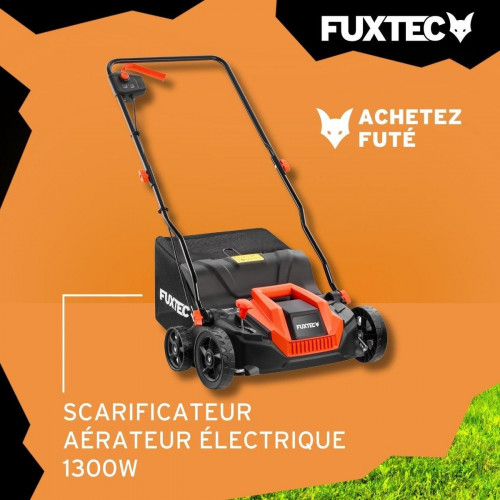 Escarificador eléctrico FUXTEC FX-EV320ECO aireador de césped 1300 W, 32 cm de anchura de trabajo