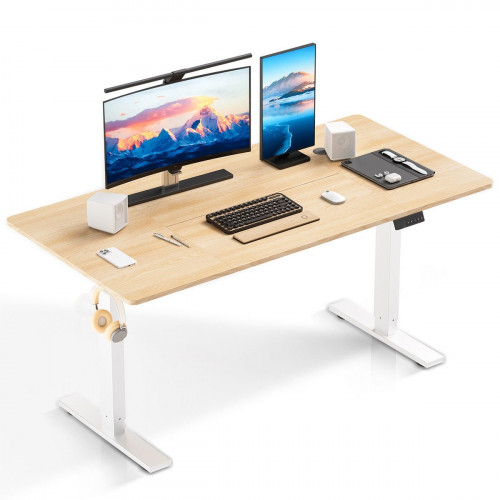 Escritorio Elevable Eléctrico 60x140 cm, Altura 70-117 cm, Función memoria, Rebote en caso de resistencia, Modo ahorro de energía HOMAVO