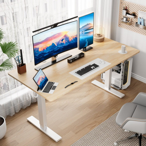 Escritorio Elevable Eléctrico 80x160 cm, Altura 70-117 cm, Función memoria, Rebote en caso de resistencia, Modo ahorro de energía HOMAVO