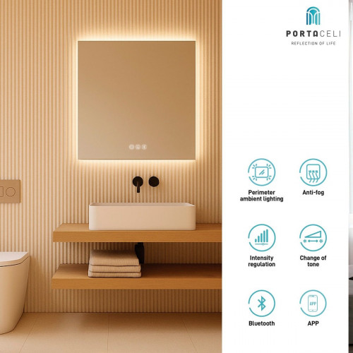 Espejo De Baño Calma Connect 60X80, APP, Antivaho y Bluetooth