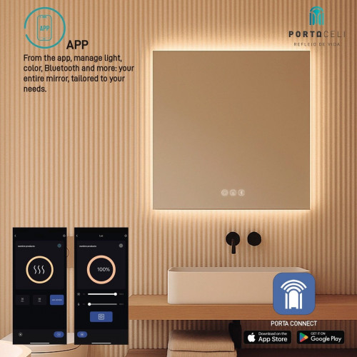 Espejo De Baño Calma Connect 60X80, APP, Antivaho y Bluetooth