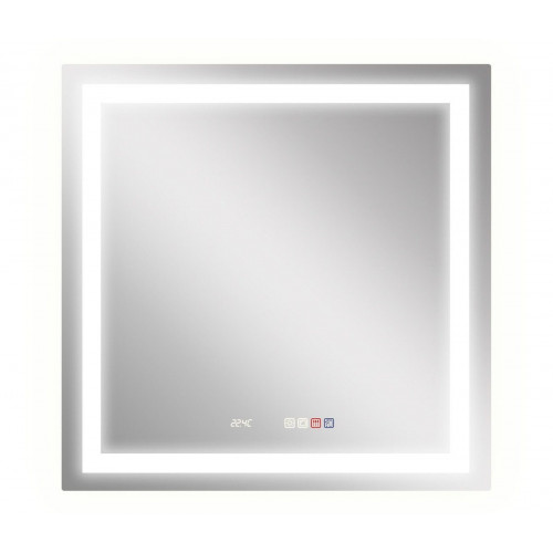 Espejo de baño cuadrado con luz LED funcional ALL 80x80cm con antivaho, táctil, altavoz color plata