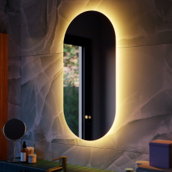 Espejo de baño ovalado con luz LED ambiente Modern Pill 40x80 cm con antivaho, táctil