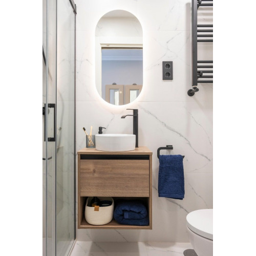 Espejo de baño ovalado con luz LED ambiente Modern Pill 40x80 cm con antivaho, táctil