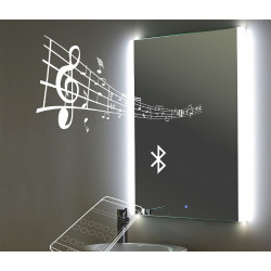 Espejo de baño rectangular con luz LED funcional EledBlth 120x80cm con antivaho, táctil, altavoz color plata