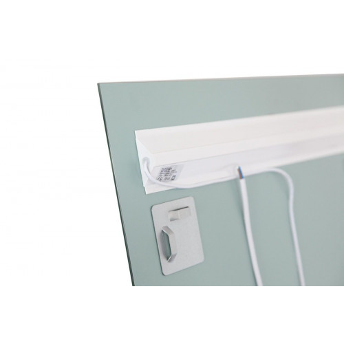 Espejo de baño rectangular con luz LED funcional Push 100x80 cm con táctil, bluetooth color plata