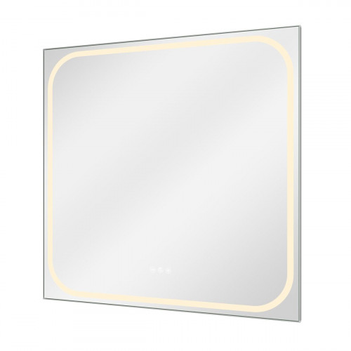Espejo de baño rectangular con luz LED maquillaje Remix 80x80cm con antivaho, táctil color plata